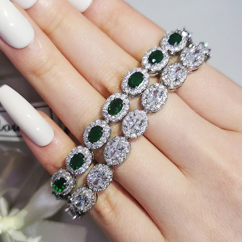 Luxury Blue Red Green Black Color Bracelet Bangle for Women Gift Jewelry