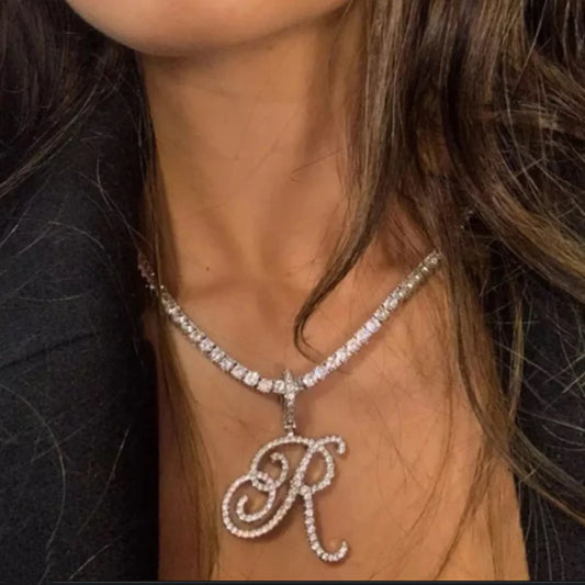 Intial Name Necklace Jewelry Gold Silver Color CZ 26 Alphabet Pendant Necklaces